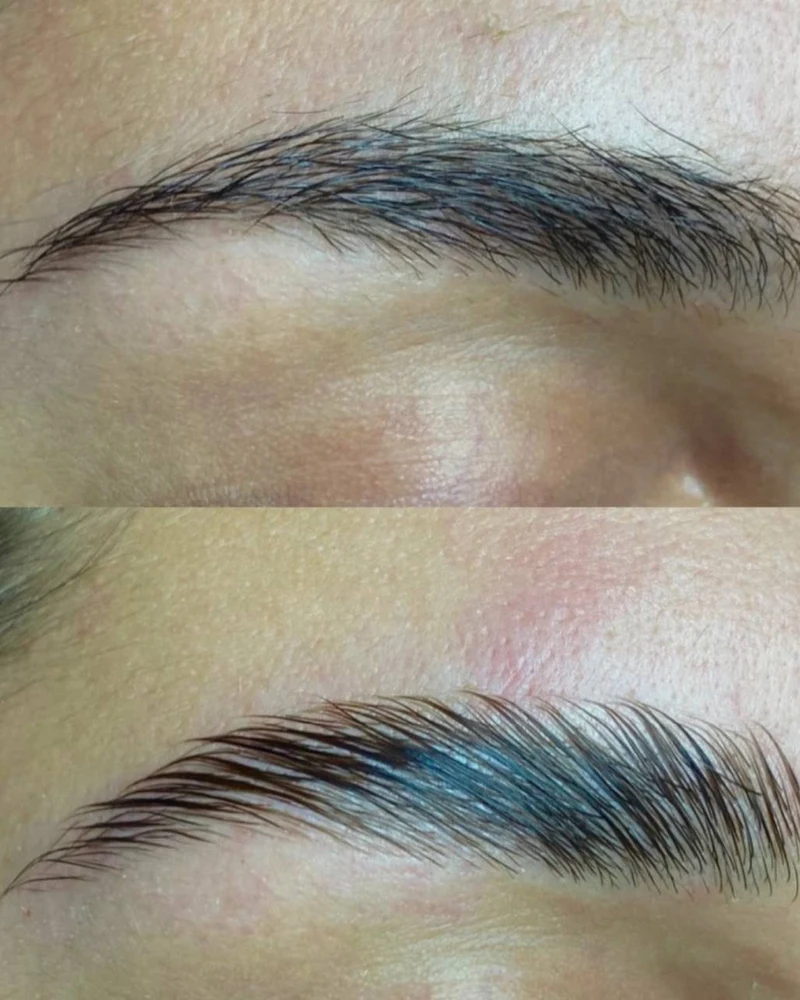 Brow Lamination Before and After - Sparse to Full