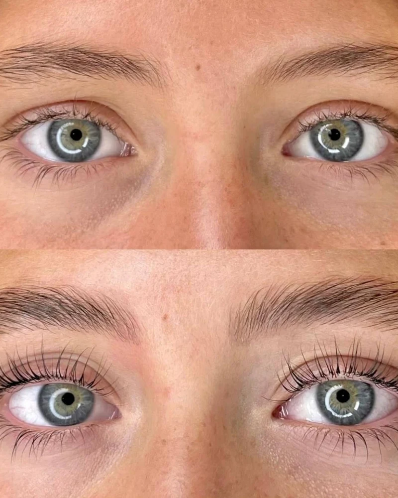Brow Lamination Before and After - Eyes Open