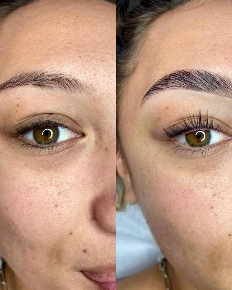 Brow Lamination Before and After - Freckles